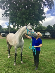 Gail with her Pura Raza Espanola in Big Sky Ranch Nicaragua